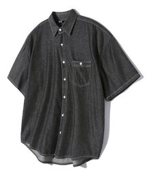 ストーンウォッシングオーバーフィットデニム半袖シャツ(DEEP GRAY)