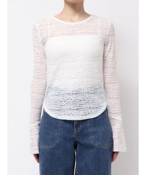 TONAL(トーナル)の「カットレースフレアスリーブプルオーバー(Tシャツ/カットソー・レディース・その他2/ブラック/その他/オフホワイト・MEDIUM)」の6枚目の写真