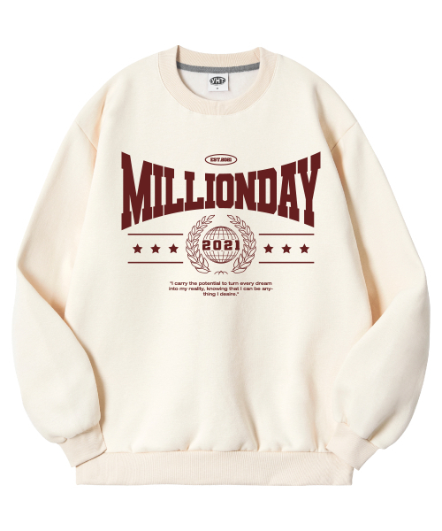 MILLION DAY(ミリオンデイ)の「UNIV special cotton man-to-man(スウェット・レディース・アイボリー/グレー・LARGE/MEDIUM/X-LARGE/XX-LARGE/XXXX-LARGE/XXX-LARGE)」の2枚目の写真