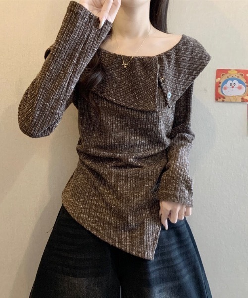 FUNdaysion(ファンデイション)の「2wayオフショルダートップス(Tシャツ/カットソー・レディース・ブラック/モカ・M)」の2枚目の写真
