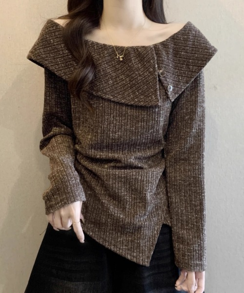 FUNdaysion(ファンデイション)の「2wayオフショルダートップス(Tシャツ/カットソー・レディース・ブラック/モカ・M)」の3枚目の写真
