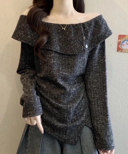 FUNdaysion(ファンデイション)の「2wayオフショルダートップス(Tシャツ/カットソー・レディース・ブラック/モカ・M)」の4枚目の写真