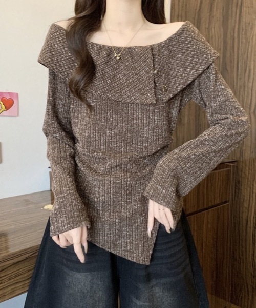 FUNdaysion(ファンデイション)の「2wayオフショルダートップス(Tシャツ/カットソー・レディース・ブラック/モカ・M)」の7枚目の写真