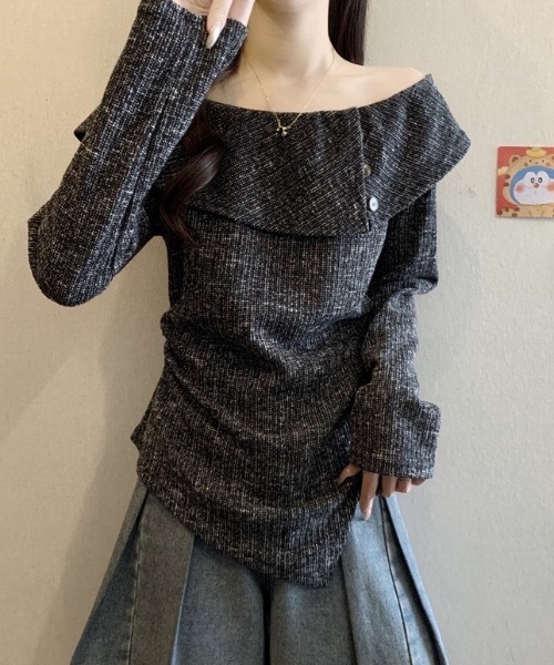 FUNdaysion(ファンデイション)の「2wayオフショルダートップス(Tシャツ/カットソー・レディース・ブラック/モカ・M)」の12枚目の写真