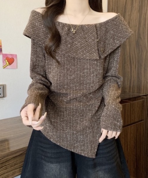 FUNdaysion(ファンデイション)の「2wayオフショルダートップス(Tシャツ/カットソー・レディース・ブラック/モカ・M)」の15枚目の写真