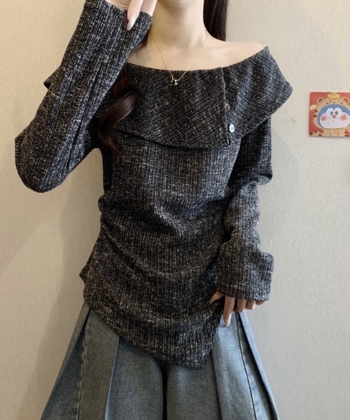 FUNdaysion(ファンデイション)の「2wayオフショルダートップス(Tシャツ/カットソー・レディース・ブラック/モカ・M)」の17枚目の写真