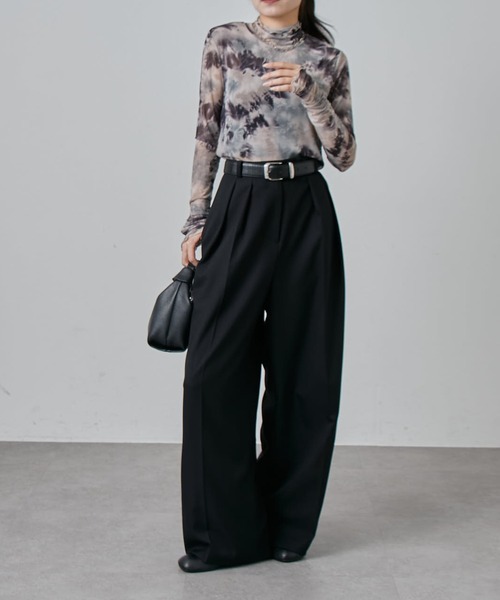 Lui's（ルイス）の「袖ギャザーマーブルシアートップス（Tシャツ/カットソー・レディース・ブラック/ブラウン・FREE）」の8枚目の写真