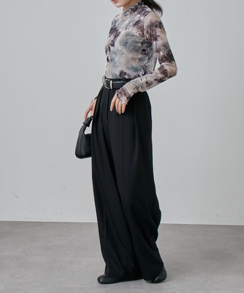 Lui's（ルイス）の「袖ギャザーマーブルシアートップス（Tシャツ/カットソー・レディース・ブラック/ブラウン・FREE）」の9枚目の写真