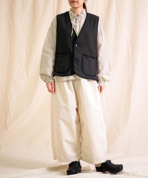 Brocante（ブロカント）の「[Brocante / ブロカント] コットンパナマ パスポワレジレ（ベスト・レディース・ブラック/モカ・2）」の9枚目の写真