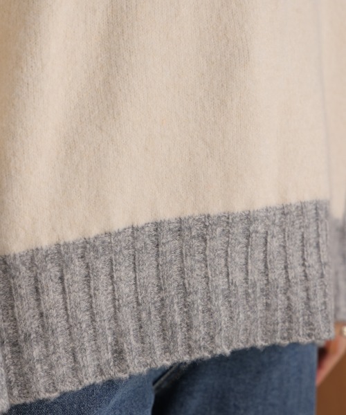 Bou Jeloud（ブージュルード）の「ＭＩＸ配色ストレッチニットプルオーバー（ニット/セーター・レディース・チャコールグレー/オフホワイト/イエロー・FREE）」の12枚目の写真