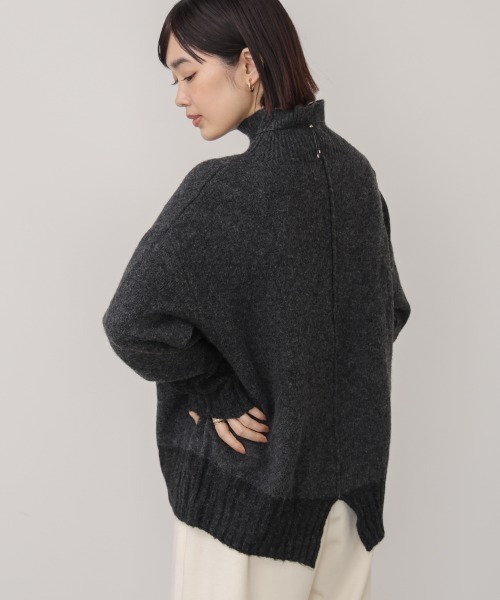 Bou Jeloud（ブージュルード）の「ＭＩＸ配色ストレッチニットプルオーバー（ニット/セーター・レディース・チャコールグレー/オフホワイト/イエロー・FREE）」の13枚目の写真