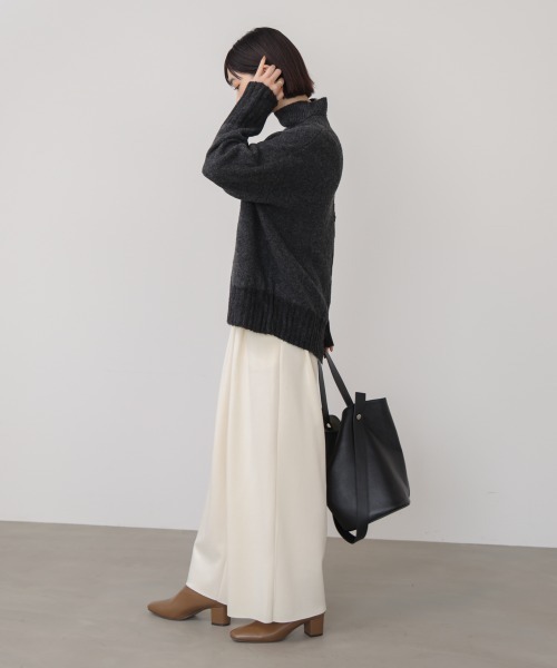 Bou Jeloud（ブージュルード）の「ＭＩＸ配色ストレッチニットプルオーバー（ニット/セーター・レディース・チャコールグレー/オフホワイト/イエロー・FREE）」の15枚目の写真