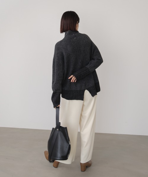 Bou Jeloud（ブージュルード）の「ＭＩＸ配色ストレッチニットプルオーバー（ニット/セーター・レディース・チャコールグレー/オフホワイト/イエロー・FREE）」の16枚目の写真