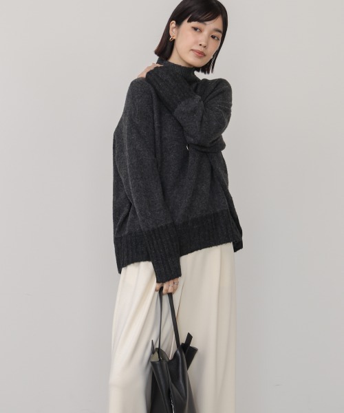 Bou Jeloud（ブージュルード）の「ＭＩＸ配色ストレッチニットプルオーバー（ニット/セーター・レディース・チャコールグレー/オフホワイト/イエロー・FREE）」の17枚目の写真