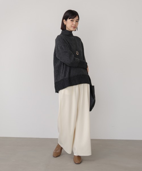 Bou Jeloud（ブージュルード）の「ＭＩＸ配色ストレッチニットプルオーバー（ニット/セーター・レディース・チャコールグレー/オフホワイト/イエロー・FREE）」の18枚目の写真