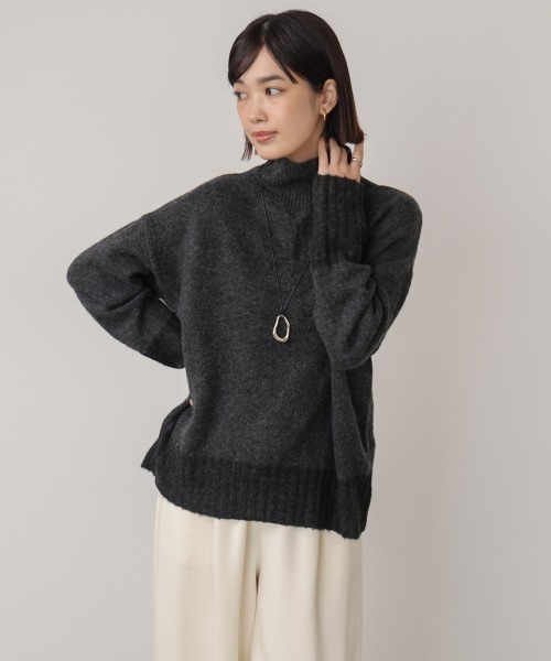 Bou Jeloud（ブージュルード）の「ＭＩＸ配色ストレッチニットプルオーバー（ニット/セーター・レディース・チャコールグレー/オフホワイト/イエロー・FREE）」の19枚目の写真