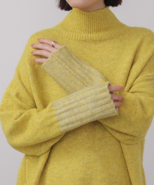 Bou Jeloud（ブージュルード）の「ＭＩＸ配色ストレッチニットプルオーバー（ニット/セーター・レディース・チャコールグレー/オフホワイト/イエロー・FREE）」の6枚目の写真