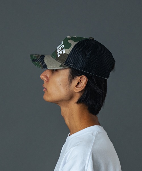 XLARGE(エクストララージ)の「RHINESTONE LOGO MESH CAP(キャップ・メンズ・ブラック/カモフラージュ/ネイビー・ONE SIZE)」の9枚目の写真