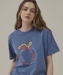 リラックスフィットピーチプリントTシャツ[ブルー]