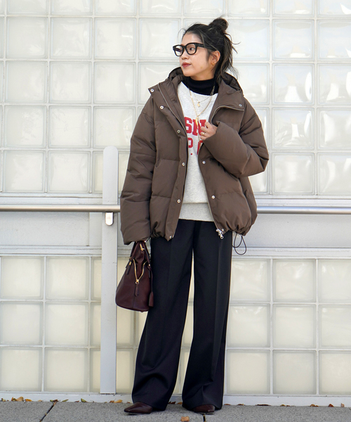 EVERYDAY I LIKE.（エヴリディアイライク）の「フードダウンジャケット(ブラウン)（ダウンジャケット/コート・レディース・ウッド・FREE）」の4枚目の写真