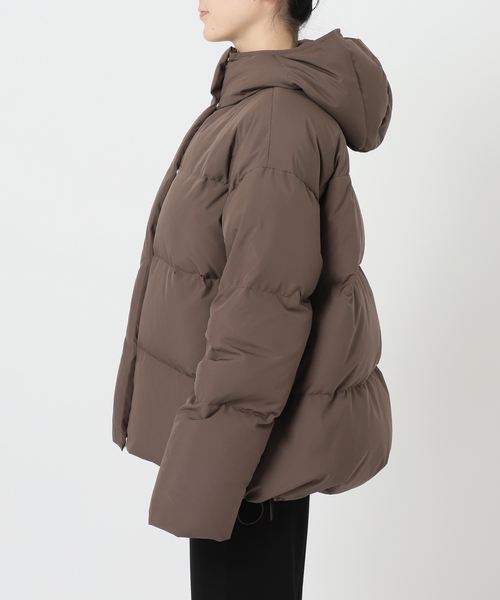 フードダウンジャケット(ブラウン)（ダウンジャケット/コート