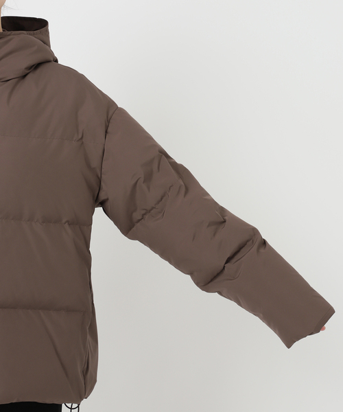 フードダウンジャケット(ブラウン)（ダウンジャケット/コート