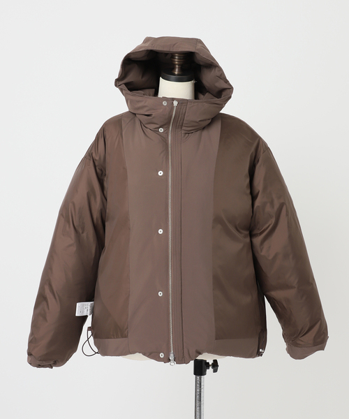 フードダウンジャケット(ブラウン)（ダウンジャケット/コート