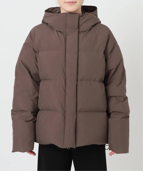 フードダウンジャケット(ブラウン)（ダウンジャケット/コート