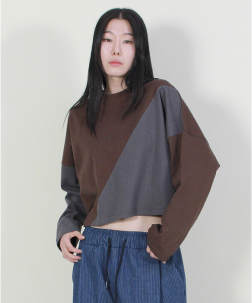 DEMARC(ドゥマーク)の「サイラインクロップ長袖Tシャツブラウン&チャコール(Tシャツ/カットソー・レディース・その他・MEDIUM/LARGE)」の5枚目の写真