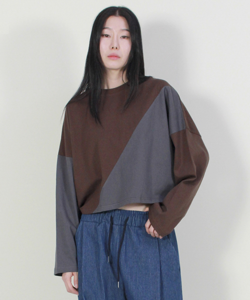 DEMARC(ドゥマーク)の「サイラインクロップ長袖Tシャツブラウン&チャコール(Tシャツ/カットソー・レディース・その他・MEDIUM/LARGE)」の6枚目の写真