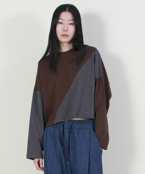 DEMARC(ドゥマーク)の「サイラインクロップ長袖Tシャツブラウン&チャコール(Tシャツ/カットソー・レディース・その他・MEDIUM/LARGE)」の7枚目の写真