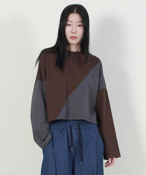 DEMARC(ドゥマーク)の「サイラインクロップ長袖Tシャツブラウン&チャコール(Tシャツ/カットソー・レディース・その他・MEDIUM/LARGE)」の8枚目の写真