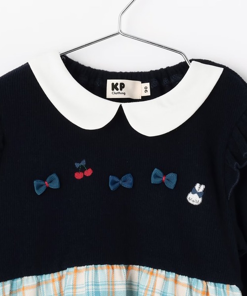 KP（ケーピー）の「先染チェック×起毛テレコ ワンピース（ワンピース・キッズ・レッド/サックスブルー・80ｃｍ/90cm/100cm）」の14枚目の写真