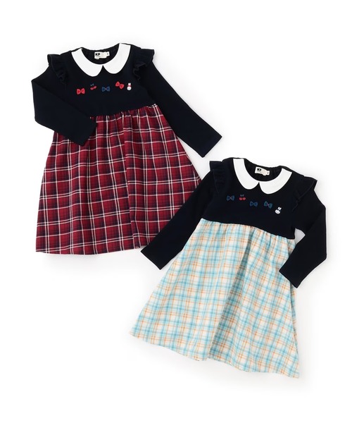 KP（ケーピー）の「先染チェック×起毛テレコ ワンピース（ワンピース・キッズ・レッド/サックスブルー・80ｃｍ/90cm/100cm）」の21枚目の写真