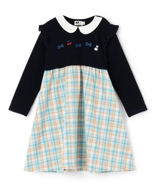 KP（ケーピー）の「先染チェック×起毛テレコ ワンピース（ワンピース・キッズ・レッド/サックスブルー・80ｃｍ/90cm/100cm）」の12枚目の写真