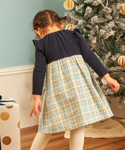 KP（ケーピー）の「先染チェック×起毛テレコ ワンピース（ワンピース・キッズ・レッド/サックスブルー・80ｃｍ/90cm/100cm）」の5枚目の写真