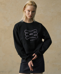 スケッチオーバーサイズクロップスウェット BLACK