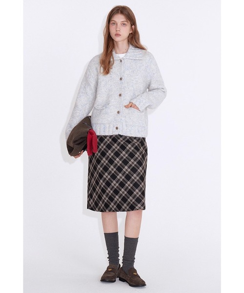 Fano Studios（ファノ ストゥディオズ）の「チェック柄 ストレートミディ―スカート FD25B022【Fano Studios】【2025AW】（スカート・レディース・ブラック系その他・M/L/S）」の2枚目の写真