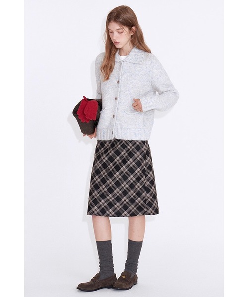 Fano Studios（ファノ ストゥディオズ）の「チェック柄 ストレートミディ―スカート FD25B022【Fano Studios】【2025AW】（スカート・レディース・ブラック系その他・M/L/S）」の3枚目の写真