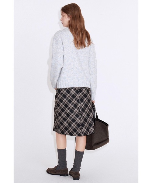 Fano Studios（ファノ ストゥディオズ）の「チェック柄 ストレートミディ―スカート FD25B022【Fano Studios】【2025AW】（スカート・レディース・ブラック系その他・M/L/S）」の4枚目の写真