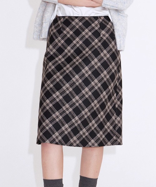 Fano Studios（ファノ ストゥディオズ）の「チェック柄 ストレートミディ―スカート FD25B022【Fano Studios】【2025AW】（スカート・レディース・ブラック系その他・M/L/S）」の8枚目の写真