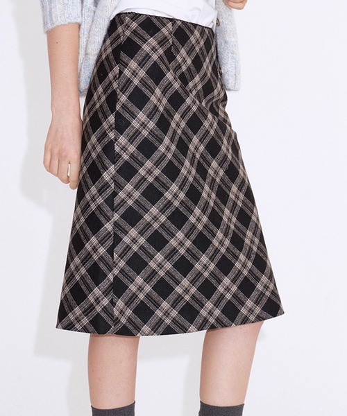 Fano Studios（ファノ ストゥディオズ）の「チェック柄 ストレートミディ―スカート FD25B022【Fano Studios】【2025AW】（スカート・レディース・ブラック系その他・M/L/S）」の9枚目の写真