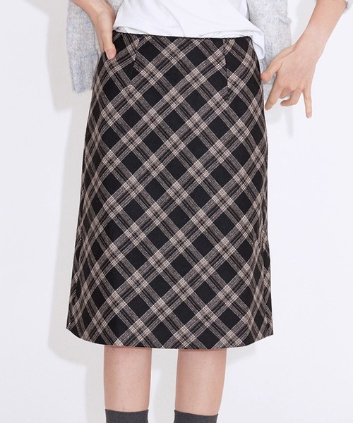 Fano Studios（ファノ ストゥディオズ）の「チェック柄 ストレートミディ―スカート FD25B022【Fano Studios】【2025AW】（スカート・レディース・ブラック系その他・M/L/S）」の10枚目の写真