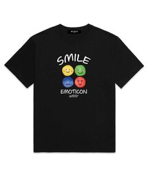 WISSY（ウィッシー）の「スマイルエモティコン 半袖Tシャツ (WS007) ブラック（Tシャツ/カットソー）」