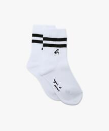 agnes b.（アニエスベー）の「キッズ ”b.” ロゴ ダブルライン ソックス（ソックス/靴下）」