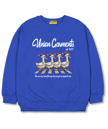 クリスマスダック オーバーサイズ スウェット クリスマスTシャツ [裏起毛]ブルー