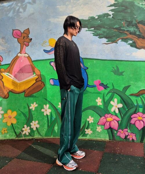 GALEX（ギャレックス）の「サイドラインワイドトラックパンツグリーンGA5550 GN（スウェットパンツ・メンズ・その他・SMALL/MEDIUM/LARGE）」の4枚目の写真