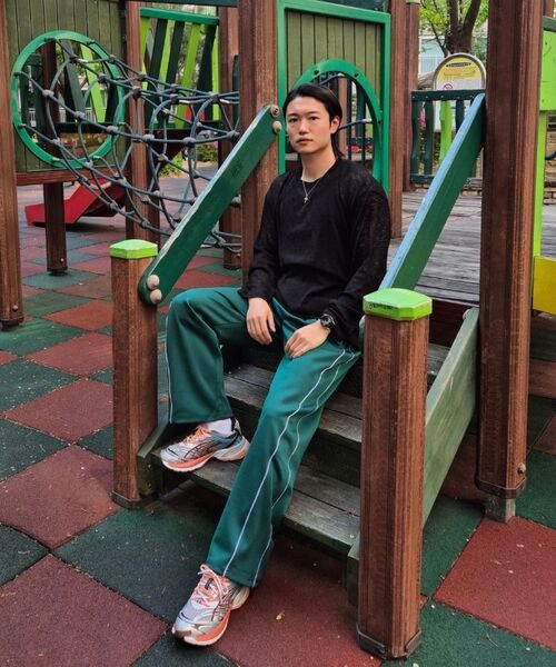GALEX（ギャレックス）の「サイドラインワイドトラックパンツグリーンGA5550 GN（スウェットパンツ・メンズ・その他・SMALL/MEDIUM/LARGE）」の2枚目の写真