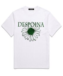 OUSE（オウズ）の「グリッターフラワー半袖Tシャツ (DPTS002) ホワイト/グリーン（Tシャツ/カットソー）」