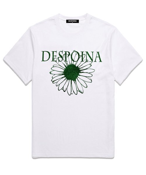OUSE(オウズ)の「グリッターフラワー半袖Tシャツ (DPTS002) ホワイト/グリーン(Tシャツ/カットソー・レディース・その他・SMALL/MEDIUM/LARGE/X-LARGE/XX-LARGE)」の1枚目の写真